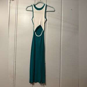 Sleeveless Green and Cream Cutout Dress